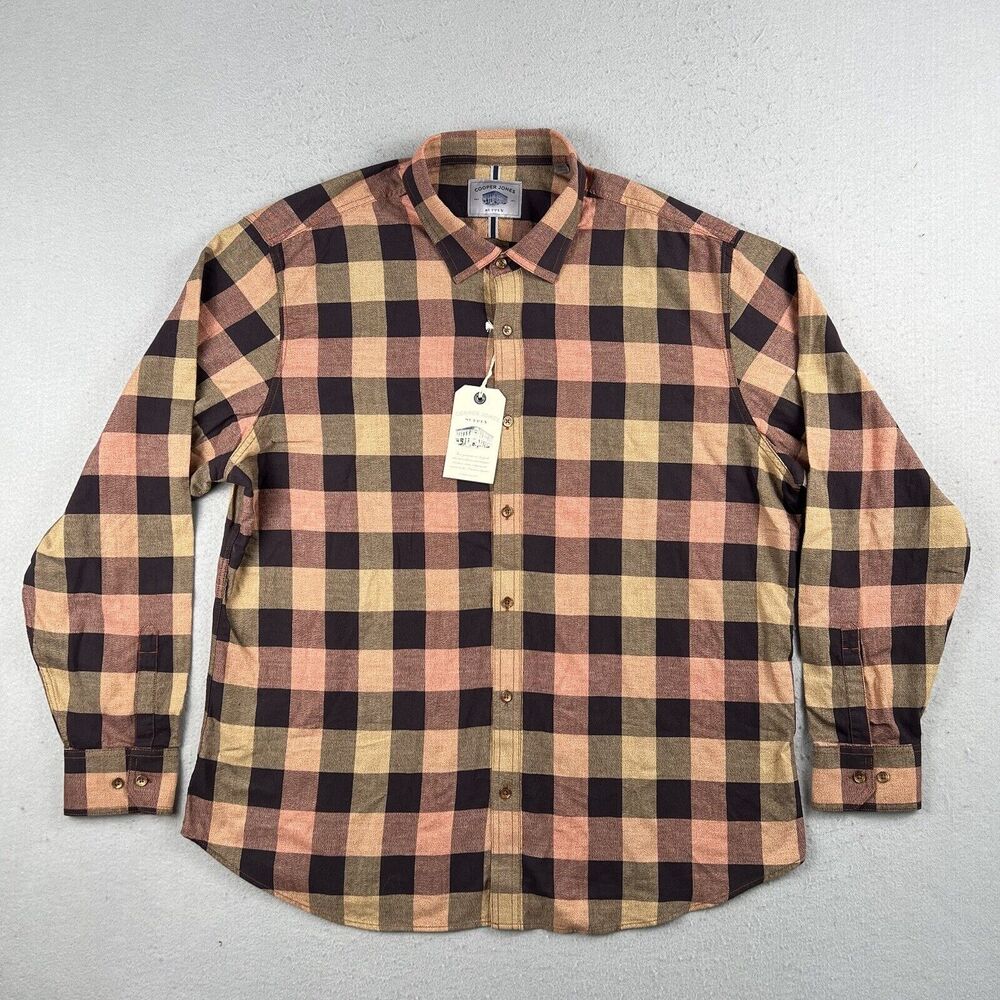 NWT Cooper‎ Jones Supply Red Yellow Button Up Long Sleeve Mens Shirt Size XXL